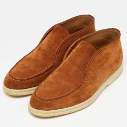 Pre Owned Loro Piana Brown Suede Open Walk Ankle Boots Size 37