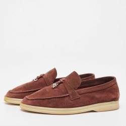 Loro Piana Brown Suede Summer Charms Walk Loafers Size 37
