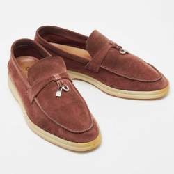 Loro Piana Brown Suede Summer Charms Walk Loafers Size 37