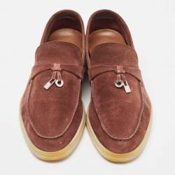 Loro Piana Brown Suede Summer Charms Walk Loafers Size 37
