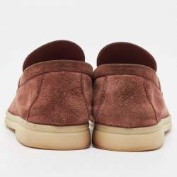 Loro Piana Brown Suede Summer Charms Walk Loafers Size 37
