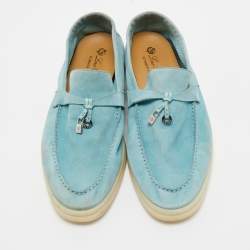 Pre Owned Loro Piana Blue Suede Summer Charms Walk Loafers Size 41