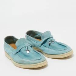 Pre Owned Loro Piana Blue Suede Summer Charms Walk Loafers Size 41