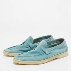 Pre Owned Loro Piana Blue Suede Summer Charms Walk Loafers Size 41