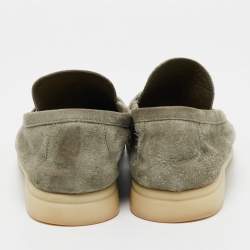 Pre Owned Loro Piana Green Suede Summer Charms Walk Loafers Size 41