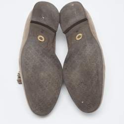 Pre Owned Loro Piana Grey Suede Fringe Detail Slip On Loafers Size 39