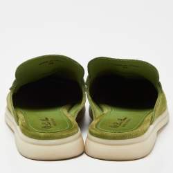 Pre Owned Loro Piana Green Suede Summer Charms Walk Babouche Loafers Size 38