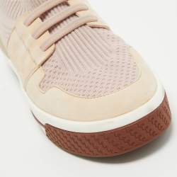 Pre Owned Loro Piana Two Tone Suede and Knit Fabric Low Top Sneakers Size 35