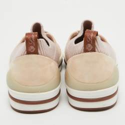 Pre Owned Loro Piana Two Tone Suede and Knit Fabric Low Top Sneakers Size 35