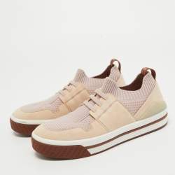 Pre Owned Loro Piana Two Tone Suede and Knit Fabric Low Top Sneakers Size 35