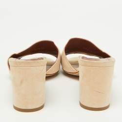 Pre Owned Loro Piana Beige Suede Summer Charms Slide Sandals Size 39.5