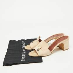 Pre Owned Loro Piana Beige Suede Summer Charms Slide Sandals Size 39.5