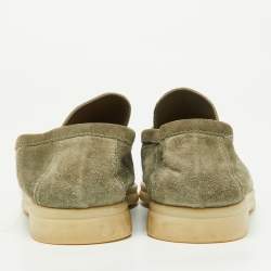 Pre Owned Loro Piana Green Suede Summer Charms Walk Loafers Size 39