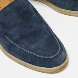 Pre Owned Loro Piana Navy Blue Suede Slip On Loafers Size 36