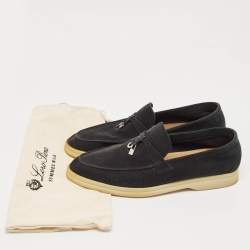 Pre Owned Loro Piana Black Suede Summer Charms Walk Loafers Size 39