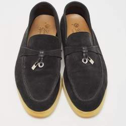 Pre Owned Loro Piana Black Suede Summer Charms Walk Loafers Size 39