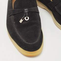 Pre Owned Loro Piana Black Suede Summer Charms Walk Loafers Size 39