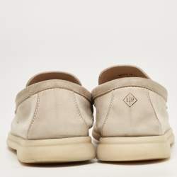 Pre Owned Loro Piana Grey Suede Summer Charms Walk Slip On Loafers Size 37.5