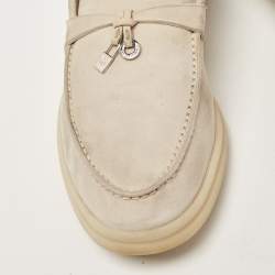 Pre Owned Loro Piana Grey Suede Summer Charms Walk Slip On Loafers Size 37.5