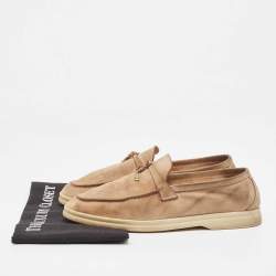Pre Owned Loro Piana Brown Suede Summer Charms Walk Loafers Size 39.5