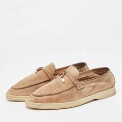 Pre Owned Loro Piana Brown Suede Summer Charms Walk Loafers Size 39.5