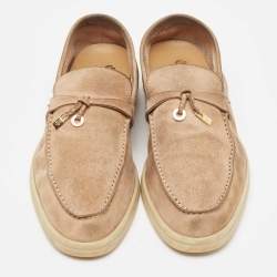 Pre Owned Loro Piana Brown Suede Summer Charms Walk Loafers Size 39.5