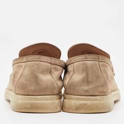 Pre Owned Loro Piana Brown Suede Summer Charms Walk Loafers Size 39.5