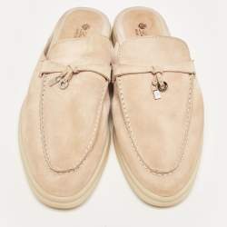 Pre Owned Loro Piana Beige Suede Babouche Charms Walk Sandals Size 42