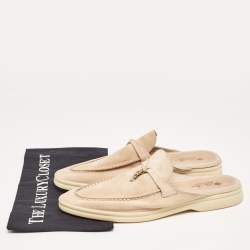 Pre Owned Loro Piana Beige Suede Babouche Charms Walk Sandals Size 42