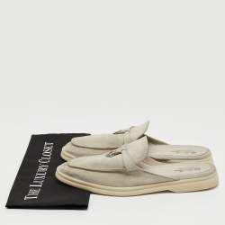 Pre Owned Loro Piana Grey Suede Babouche Charms Walk Mules Size 42