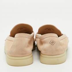 Pre Owned Loro Piana Pink Suede Summer Charms Walk  Loafers Size 36.5