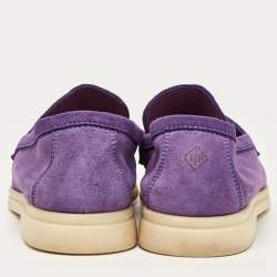 Pre Owned Loro Piana Purple Suede Summer Charms Walk Loafers Size 38