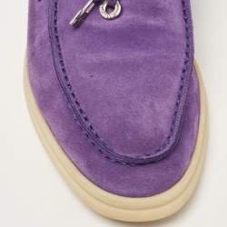 Pre Owned Loro Piana Purple Suede Summer Charms Walk Loafers Size 38