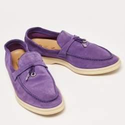 Pre Owned Loro Piana Purple Suede Summer Charms Walk Loafers Size 38