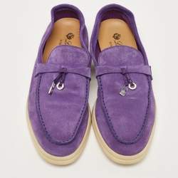 Pre Owned Loro Piana Purple Suede Summer Charms Walk Loafers Size 38