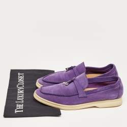 Pre Owned Loro Piana Purple Suede Summer Charms Walk Loafers Size 38