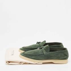 Pre Owned Loro Piana Green Suede Summer Charms Walk Loafers Size 38
