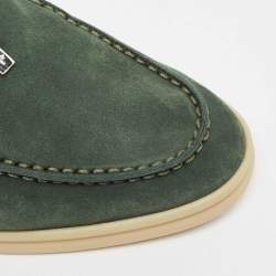 Pre Owned Loro Piana Green Suede Summer Charms Walk Loafers Size 38