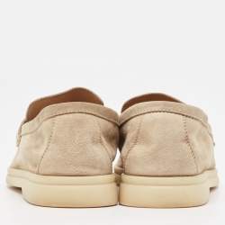 Pre Owned Loro Piana Beige Suede Summer Charms Walk Loafers Size 35.5
