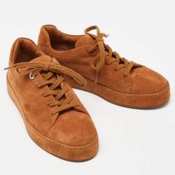 Pre Owned Loro Piana Brown Suede Nuages Low Top Sneakers Size 36