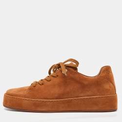 Pre Owned Loro Piana Brown Suede Nuages Low Top Sneakers Size 36