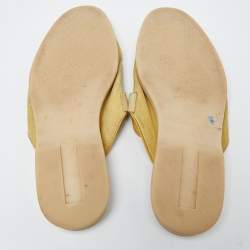 Pre Owned Loro Piana Yellow Suede Babouche Charms Walk Flat Mules Size 40