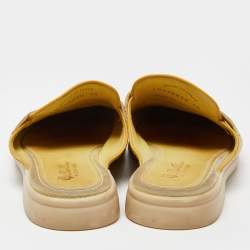 Pre Owned Loro Piana Yellow Suede Babouche Charms Walk Flat Mules Size 40