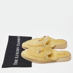 Pre Owned Loro Piana Yellow Suede Babouche Charms Walk Flat Mules Size 40
