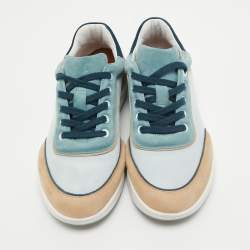 Pre Owned Loro Piana Tricolor Suede Play Sneakers Size 36.5