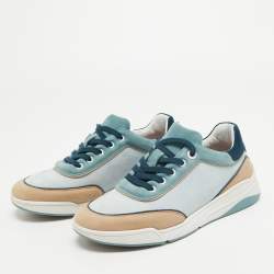 Pre Owned Loro Piana Tricolor Suede Play Sneakers Size 36.5