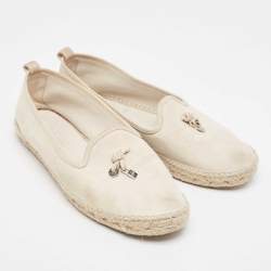 Pre Owned Loro Piana Light Grey Suede My Charms Espadrille Flats Size 41