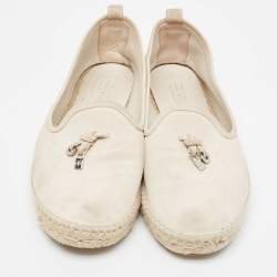 Pre Owned Loro Piana Light Grey Suede My Charms Espadrille Flats Size 41