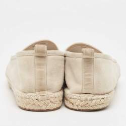 Pre Owned Loro Piana Light Grey Suede My Charms Espadrille Flats Size 41