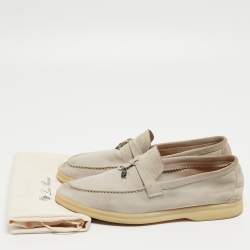 Pre Owned Loro Piana Grey Suede Charms Walk Loafers Size 37.5